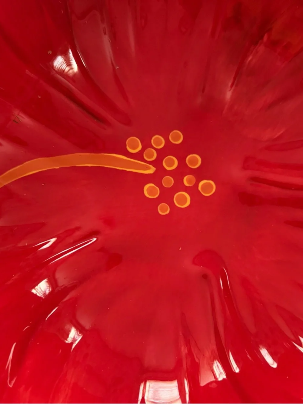 Tropical Red Hibiscus Hand-Painted Ceramic Serving Bowl - Picture 2 of 4